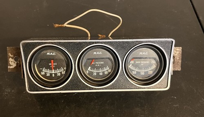 #ad Vintage RAC Triple Gauge Cluster Amps Oil Pressure Water Temp Hot Rod Classic 🚗 $105.00