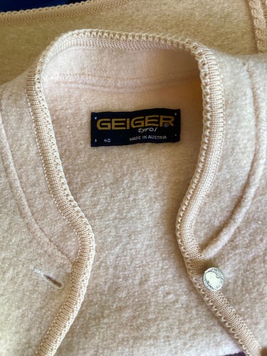 Geiger Tyrol sz 40 butter yellow boiled wool jacket knit panels - Picture 4 of 8
