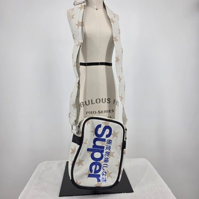 Superdry Black Label Crossbody Bag White Star Blue Glitter Logo Messenger Bag