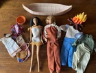 VTG 90s Disney Pocahontas & John Doll Lot Canoe Clothing Fire Bowl 60s Body Mold