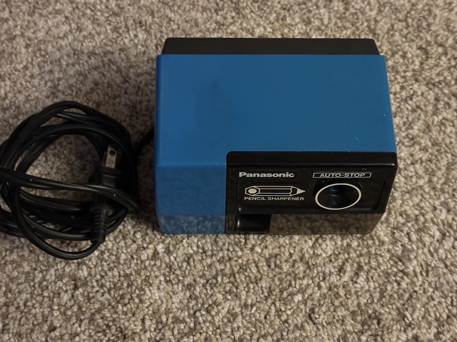 VTG Panasonic KP-123 Electric Pencil Sharpener BLUE Auto Stop Japan TESTED WORKS