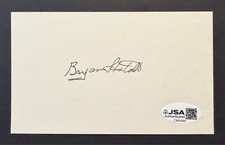 Bryan Hextall Signed Index Card + Photo JSA COA NHL Hockey New York Rangers VTG
