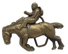 Brass Baron Buckle Cowboy Bucking Bronco Belt Buckle 1979 Taiwan