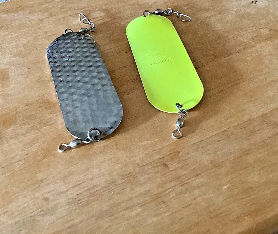 Two (2) Six (6”) Dodgers-ONE each Les Davis (Hammered) & Luhr Jensen (Flash) - Image 3 of 3