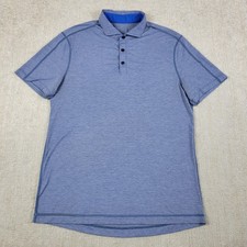 Lululemon Evolution Polo Shirt Mens M Blue Performance Stretch Short Sleeve Golf