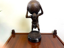 Bronze Skulptur Griechischer Titan Atlas mit Globus Mythologie nach Aldo Vitaleh