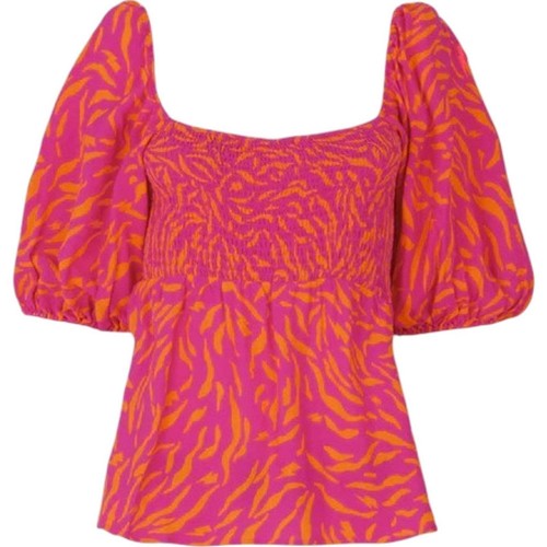Scamp & Dude Pink with Orange Zebra Shirred Top - Picture 2 of 4