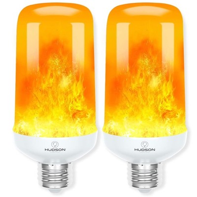 Hudson LED Halloween Bulbs - Flame Effect, 4 Mode 2 Count (Pack of 1), Orange 