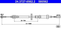 ATE Bremsseil Seilzug Feststellbremse 24.3727-0562.2 FüR Ducato CitroËN Fiat Bus