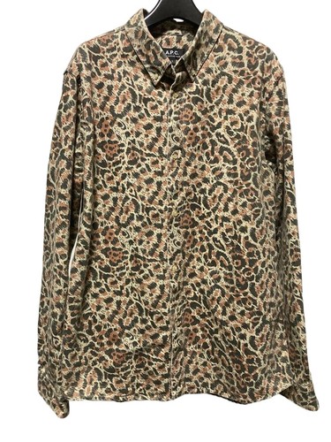 A.P.C., A.P.C. Leopard Print Long Sleeve Shirt Size L Elegant Fashion