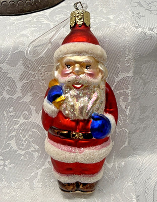 Vintage Santa Clause w/Bag Mercury Glass Christmas European Old World Ornament