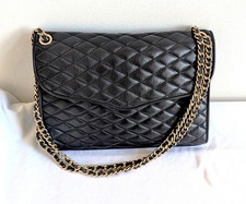 REBECCA MINKOFF Black Quilted Leather 12" x 8.5" x 2” Gold Chain Shoulder Bag