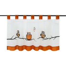 Modern Scheibengardinen Landhaus Bistrogardinen Eule Küchengardine mit Schlaufen