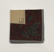 Handkerchief Dunhill VTG Men Art Paisley Plain Red Cotton Pocket Square 18.5  