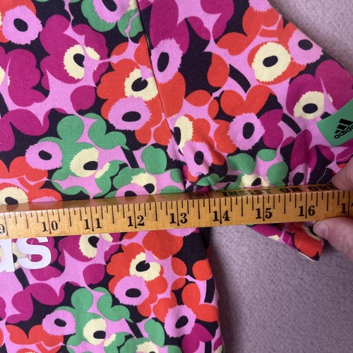 Adidas Floral Print T-Shirt Short Sleeve Pink Poppy Kids Size XS 7-8yr Merimekko - Picture 5 of 5