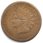 1867 Indian Head Penny Cent Good (G) Scratched