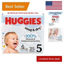 Snug  Dry Huggies Size 5 Diapers, 25 Pack with CloudSoft Protection for Babies