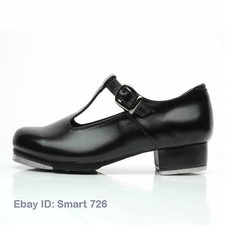 Tap Dance Shoes Womens Faux Leather Jazz Step Round Toe Buckle Clubwear Fashion