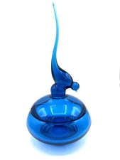 Vintage MCM Viking Epic Bluenique Blue Glass Long Tail Bird Candy Jar Bowl WOW!!