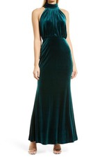 Eliza J EJ1M9028 Velvet Mock Neck Sleeveless Blouson Gown SZ 6 Emerald