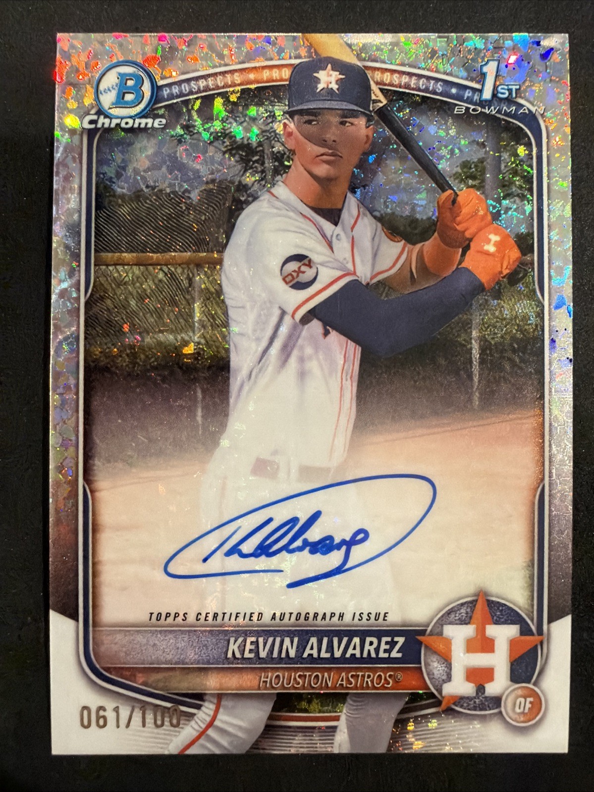 2025 Bowman Chrome Kevin Alvarez 1st Auto Mini Diamond /100 CPA-KA Astros