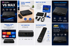 vSeeBox V6 Max Android 14 Device with 4GB 64GB, Dual-Band WiFi, Bluetooth Remote
