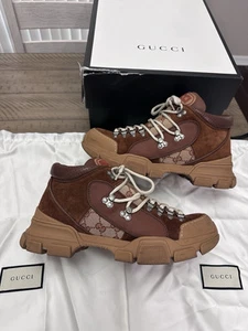 GUCCI Homme FLASHTREK GG TOILE Cuir HYBRIDE BOOTS BASKETS 8 1/2 g