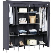 Kleiderschrank Stoffschrank Faltschrank Garderobe Grau 170x45x180cm