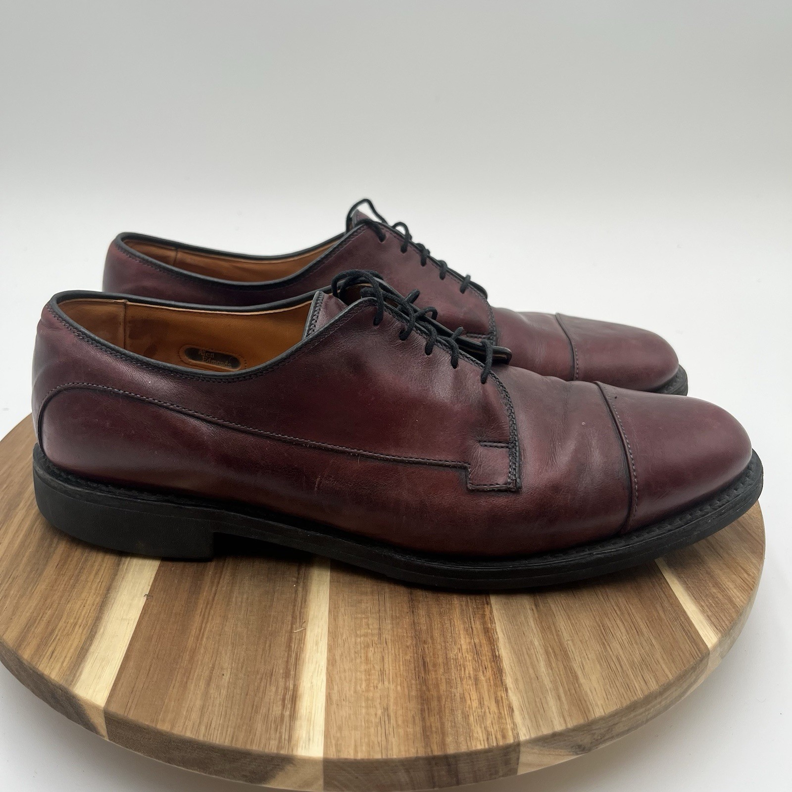 SAOLA Scarpe Allen Edmonds Bergland da uomo derby bordeaux punta a cappuccio in pelle taglia 11 5
