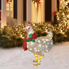Light up Chicken Christmas Decoration with LED Lights – Light-Up Chicken Ornamen