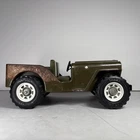 Vintage 1960s Tonka Toys Pressed Steel Green Army Jeep