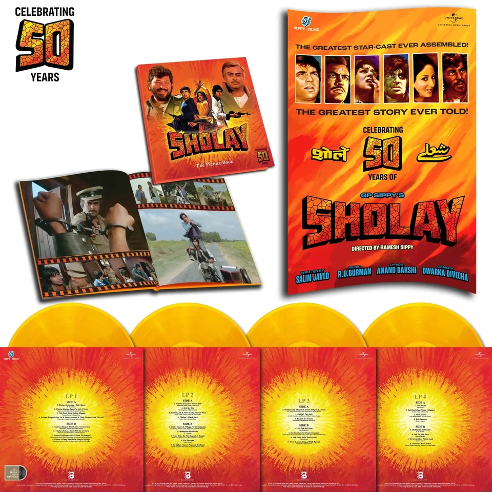 Sholay Vinyl 4 LP Record Box Set R D Burman Bollywood Hindi Film Ost Indian Mint - Image 2 of 4