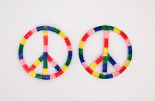 2 pack multicolor hippie peace sign embroidered iron on patches/2 inch diameter
