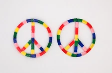 2 pack multicolor hippie peace sign embroidered iron on patches/2 inch diameter