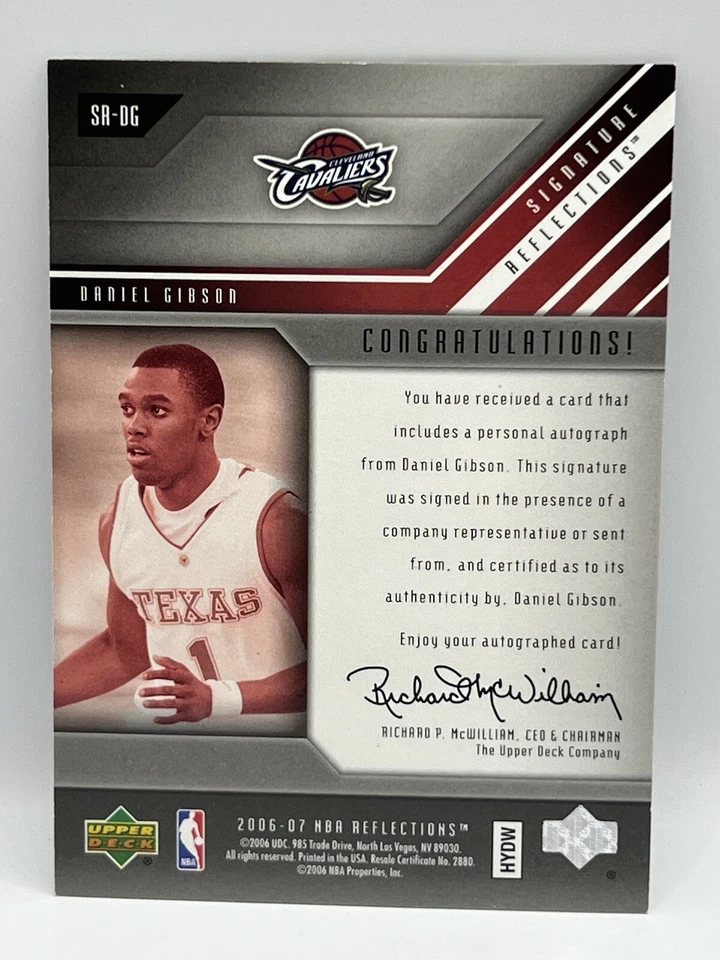 2006-07 Upper Deck Reflections Signature Daniel Gibson SR-DG Rookie Auto RC Cavs - Image 2 of 2