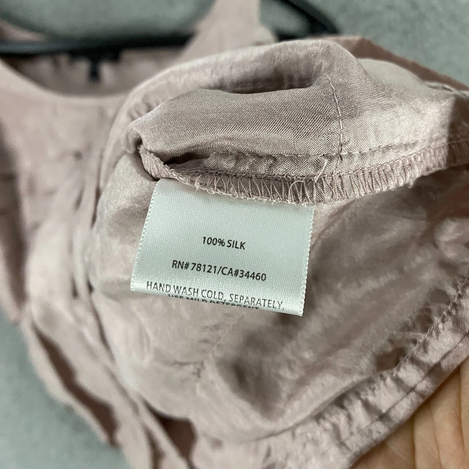 Eileen Fisher Top Womens PP Silk Layered Tiered Ruffle Chic Blouse Tank Pink - Image 3 of 4