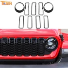 For Jeep Wrangler JL JT 24+ Front Headlight Grille Grill Insert Cover Trim Black