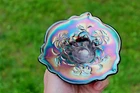 ANTIQUE DUGAN AMARYLLIS CARNIVAL GLASS PLATE - AMETHYST - VERY SCARCE