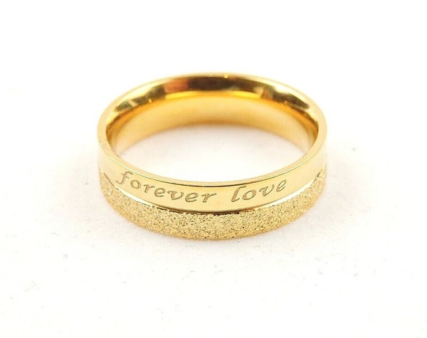 Alternate view of Gold Plated Engraved "forever Love" Comfort Fit Band Ring