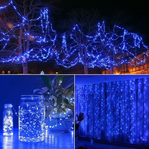 BLUE FLEXI RIBBON LED String Fairy Lights 8 Modes w/6H Timer 33 FT - Picture 7 of 9