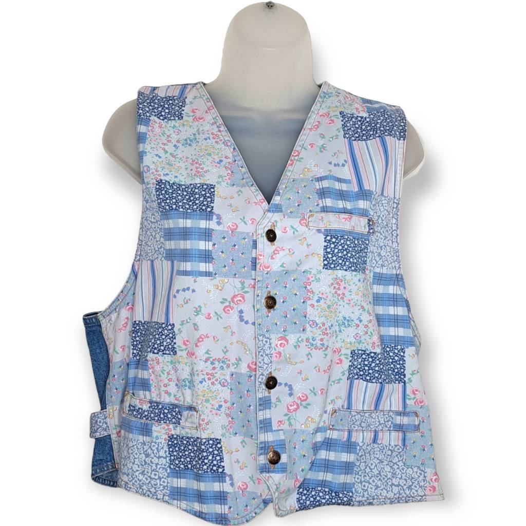 Dreams Vintage 90s Denim Patchwork Vest size Medium | eBay