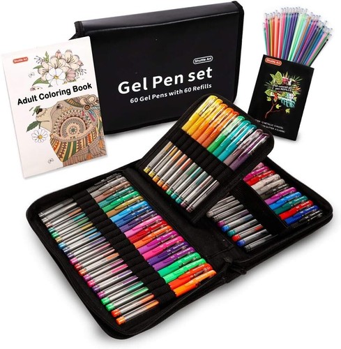Gel Pens 120 Pack Gel Pen Set 60 Colored Gel Pen with 60 Refills for Adults Colo - Picture 2 of 8