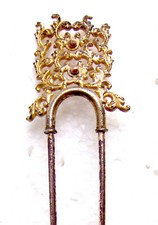 Victorian pierced brass hair comb or hairpin - NO US IMPORT FEES