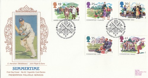 (109186) Summertime GB PPS Cigarette Card FDC Lords London 1994