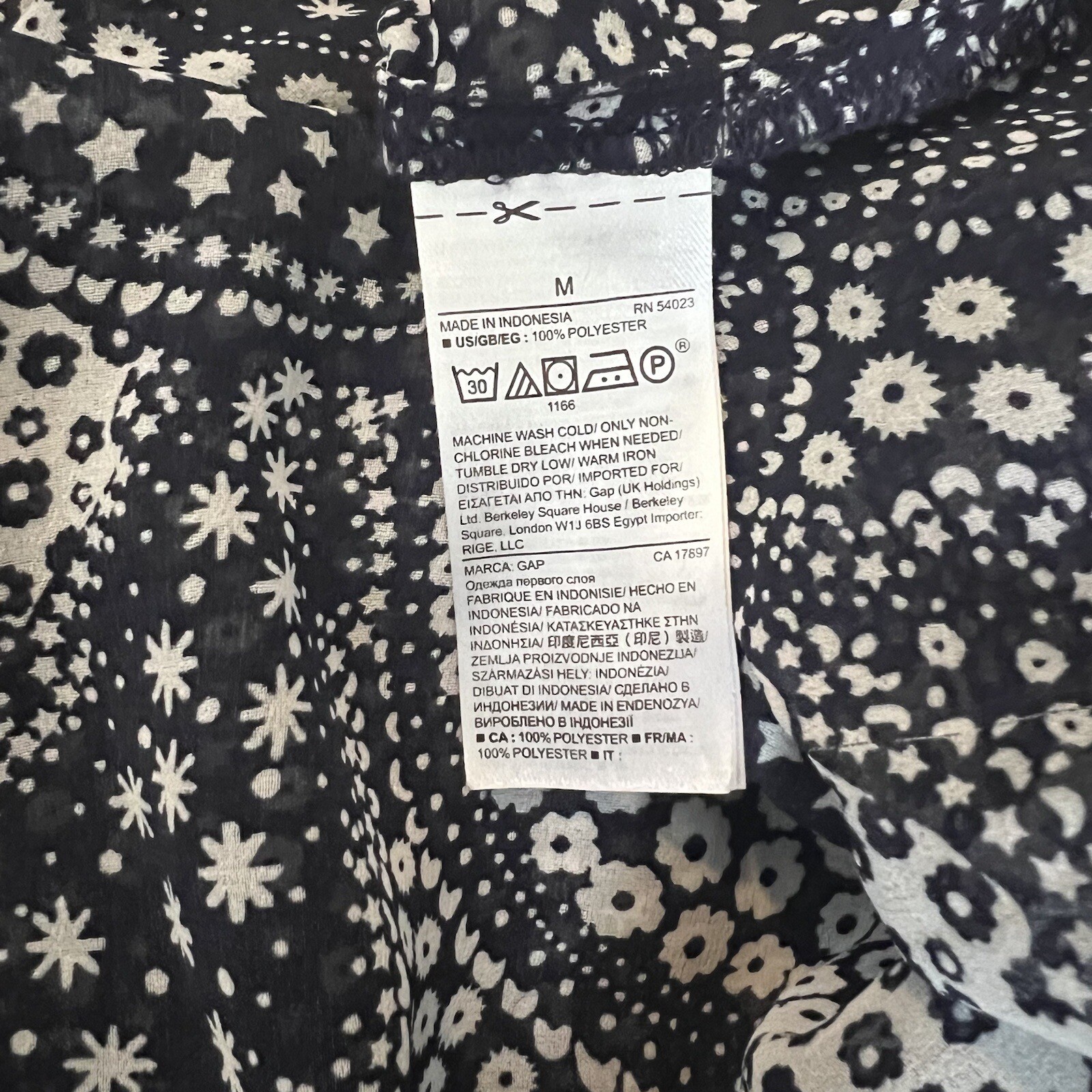 Gap Navy & White Floral Patterned Split V Neck Lo… - image 10