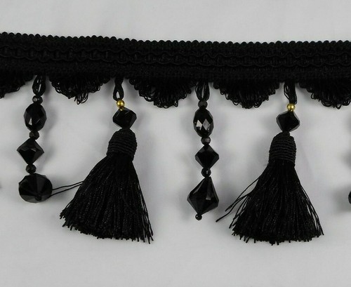 Penzance Beaded Tassel Fringe & Braid Trimming Curtain - Picture 4 of 4