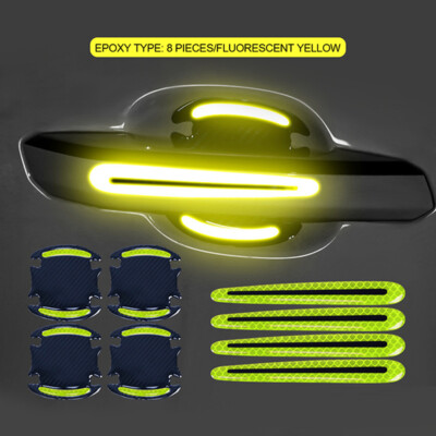 8PCs Set Carbon Fiber Car Door Handle Protector Film Anti Scratch Sticker NEW