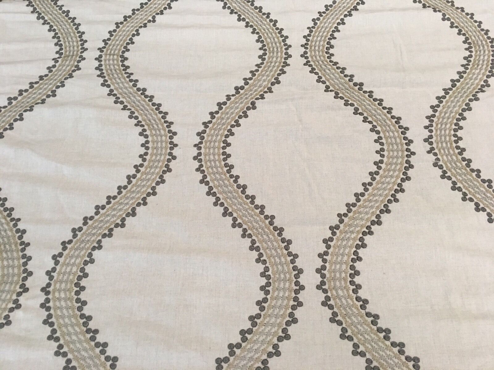 Thibaut Linen Upholstery Fabric Juniper OGEE Embroidery Neutral 