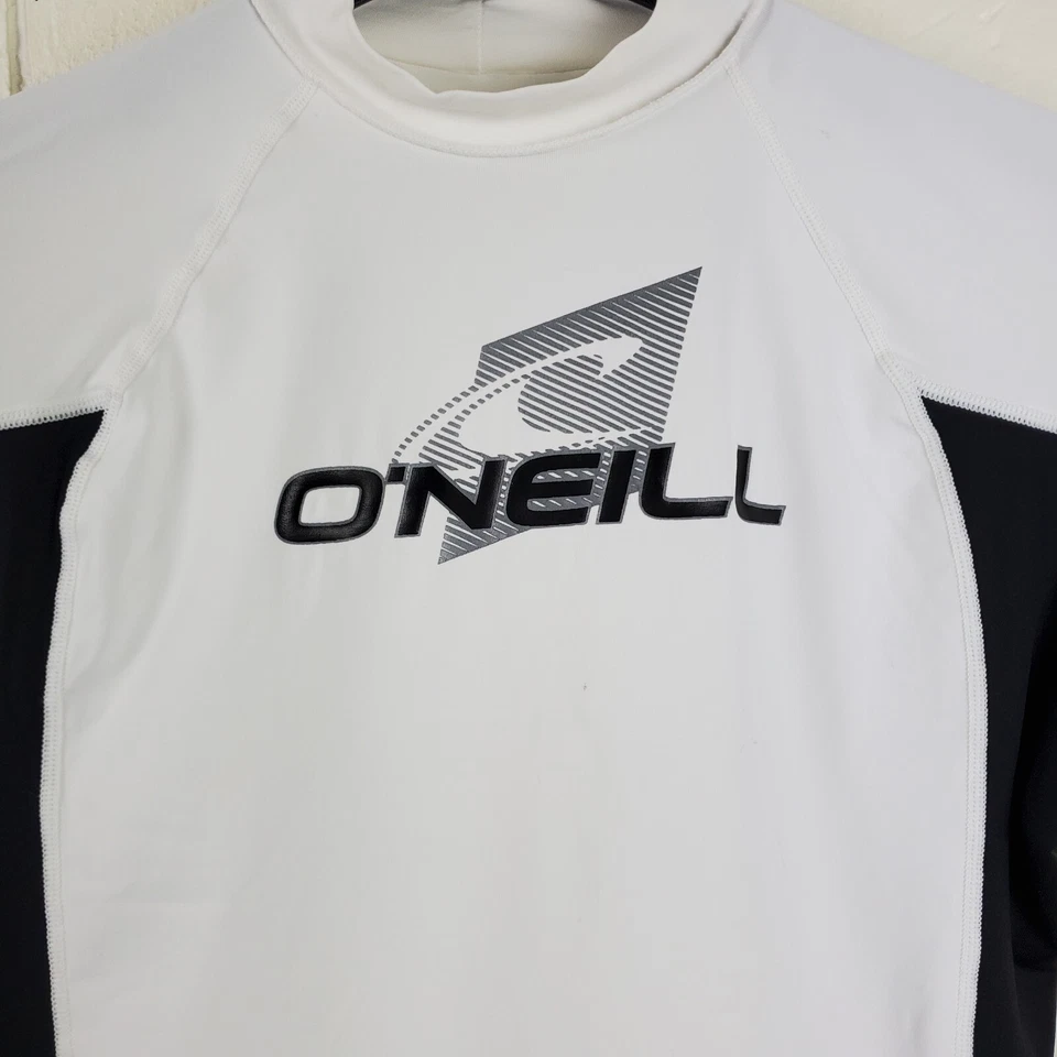 O'neill Rash Guard Niños 2XL Blanco Negro Cuello Alto Manga Larga Gráfico Elastizado Foto 3 de 4