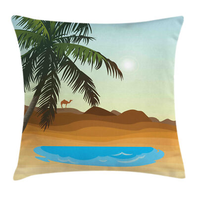 Kissenbezug Dekokissen für Sofa Oase Baum und ein Kamel Far Away